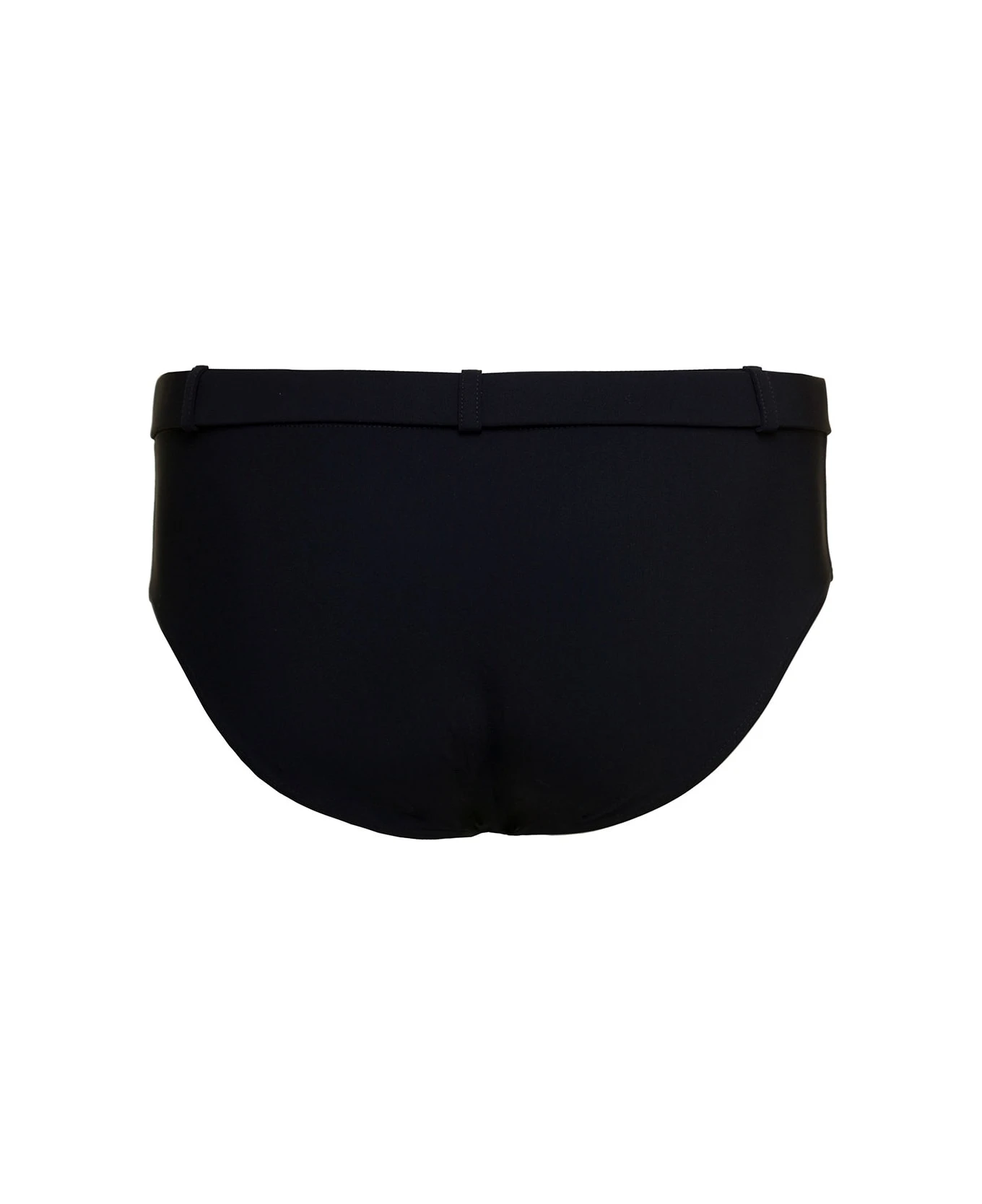 Dolce & Gabbana Black Swim Brief With Metallic Dg Logo In Stretch Polyamide Man 2 Dolce & Gabbana Black Swim Brief With Metallic Dg Logo In Stretch Polyamide Man - Image 2