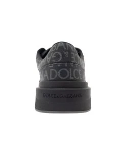 Dolce & Gabbana 'new Roma' Black Low Top Sneakers With All-over Logo Print In Canvas And Leather Man -Stylish Men-Dolce & Gabbana 0ebcf500ff0588a1f13649589fe7b403