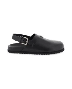 Dolce & Gabbana Leather Clogs With Buckle