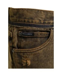 Dolce & Gabbana Brown Straight Jeans With Rips In Cotton Denim Man 5 Dolce & Gabbana Brown Straight Jeans With Rips In Cotton Denim Man -Stylish Men-Dolce & Gabbana 1265dcbb1dd222e2ac5eaac91b19768c