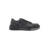 Dolce & Gabbana 'new Roma' Black Low Top Sneakers With All-over Logo Print In Canvas And Leather Man