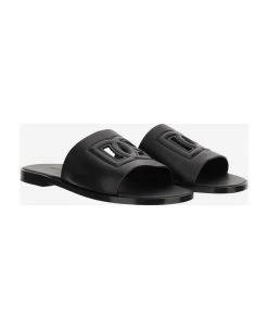 Dolce & Gabbana Leather Slides With Cut-out Detail -Stylish Men-Dolce & Gabbana 1cc71ee189db10fdf690d5296eaa7633