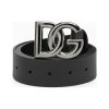 Dolce & Gabbana Black Belt With Rutenium Dg Plaque
