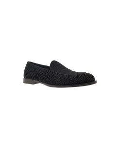 Dolce & Gabbana 'vivaldi' Black Loafers With All-over Logo Lettering In Velvet Man -Stylish Men-Dolce & Gabbana 218c319bd7724238d9bc77a17f554e84
