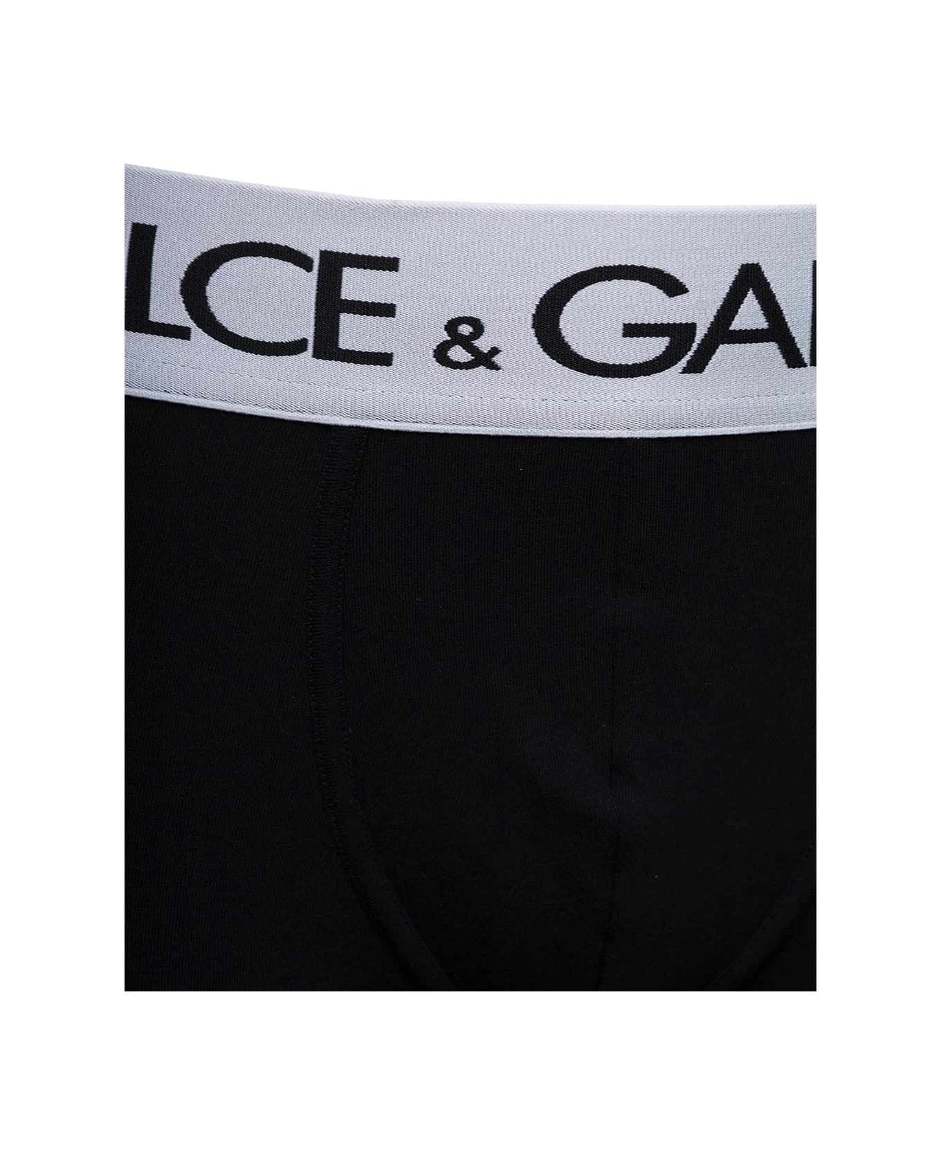 Dolce & Gabbana Black Boxer Briefs With Branded Waistband In Stretch Cotton Man 3 Dolce & Gabbana Black Boxer Briefs With Branded Waistband In Stretch Cotton Man - Image 3