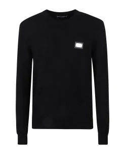 Dolce & Gabbana Logo Plaque Rib Knit Pullover