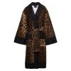 Multicolor Kimono Bathrobe With All-over Leopard Print In Cotton Dolce & Gabbana
