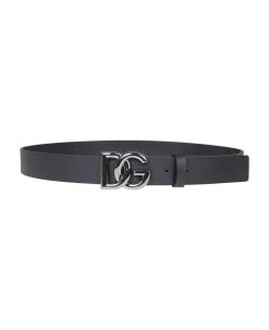 Dolce & Gabbana Calfskin Belt With Metal Dg Logo