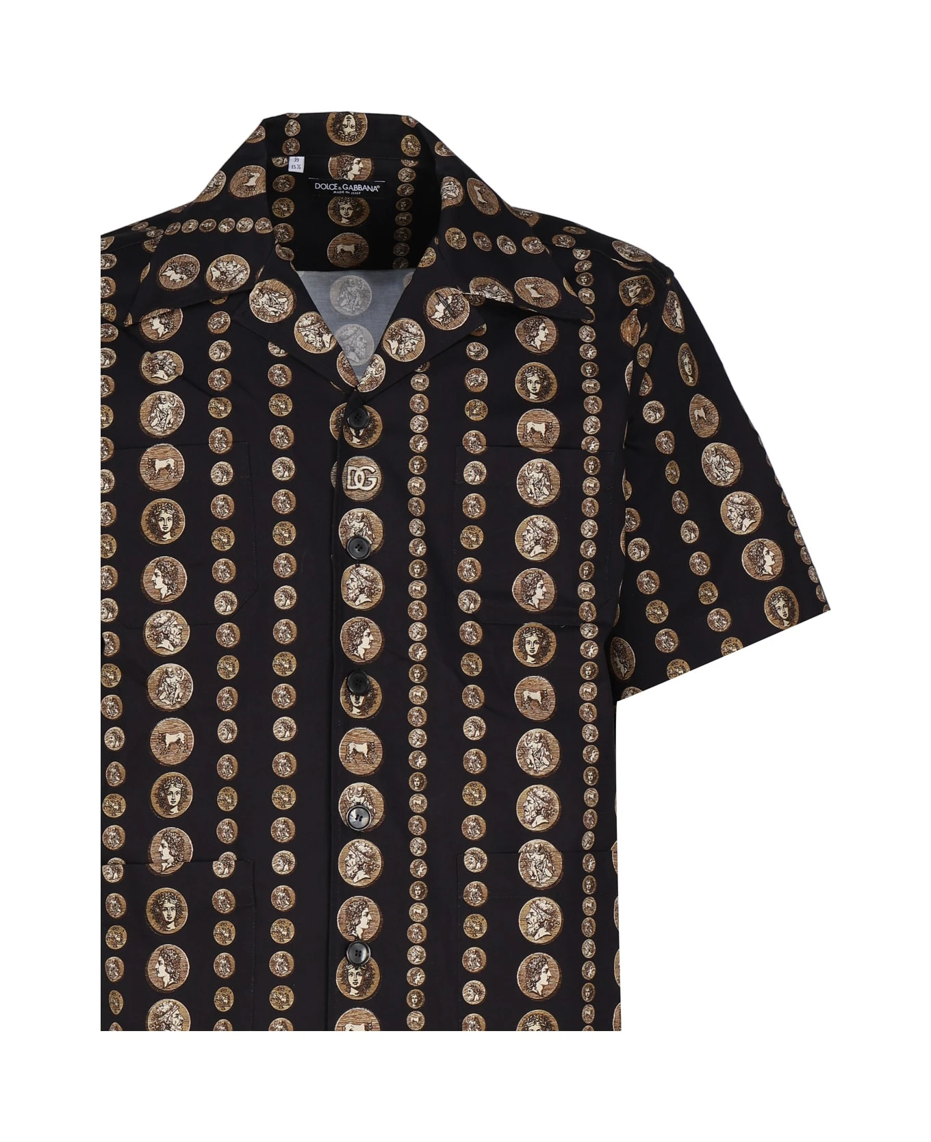 Dolce & Gabbana Hawaii Drill Stretch Shirt With Coin Print 2 Dolce & Gabbana Hawaii Drill Stretch Shirt With Coin Print - Image 2