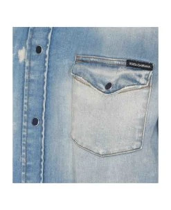 Dolce & Gabbana Bleached Denim Shirt -Stylish Men-Dolce & Gabbana 34bcb6a62f13974e0125c130cafad31f