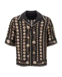 Dolce & Gabbana Coin Print Silk Short Sleeve Shirt