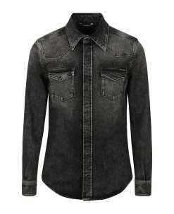 Dolce & Gabbana Stonewashed Round Hem Denim Shirt