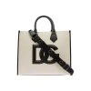 Dolce & Gabbana Man's Black And White Cotton Shopper Bag With Embossed Logo