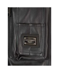 Dolce & Gabbana Black Faux Leather Jacket -Stylish Men-Dolce & Gabbana 4114e587a4220bcef0b8296057fc9b8f