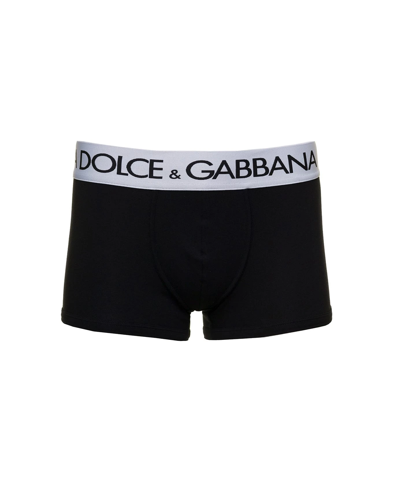 Dolce & Gabbana Black Boxer Briefs With Branded Waistband In Stretch Cotton Man 1 Dolce & Gabbana Black Boxer Briefs With Branded Waistband In Stretch Cotton Man