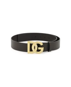 Dolce & Gabbana Lux Leather Belt With Dg Buckle