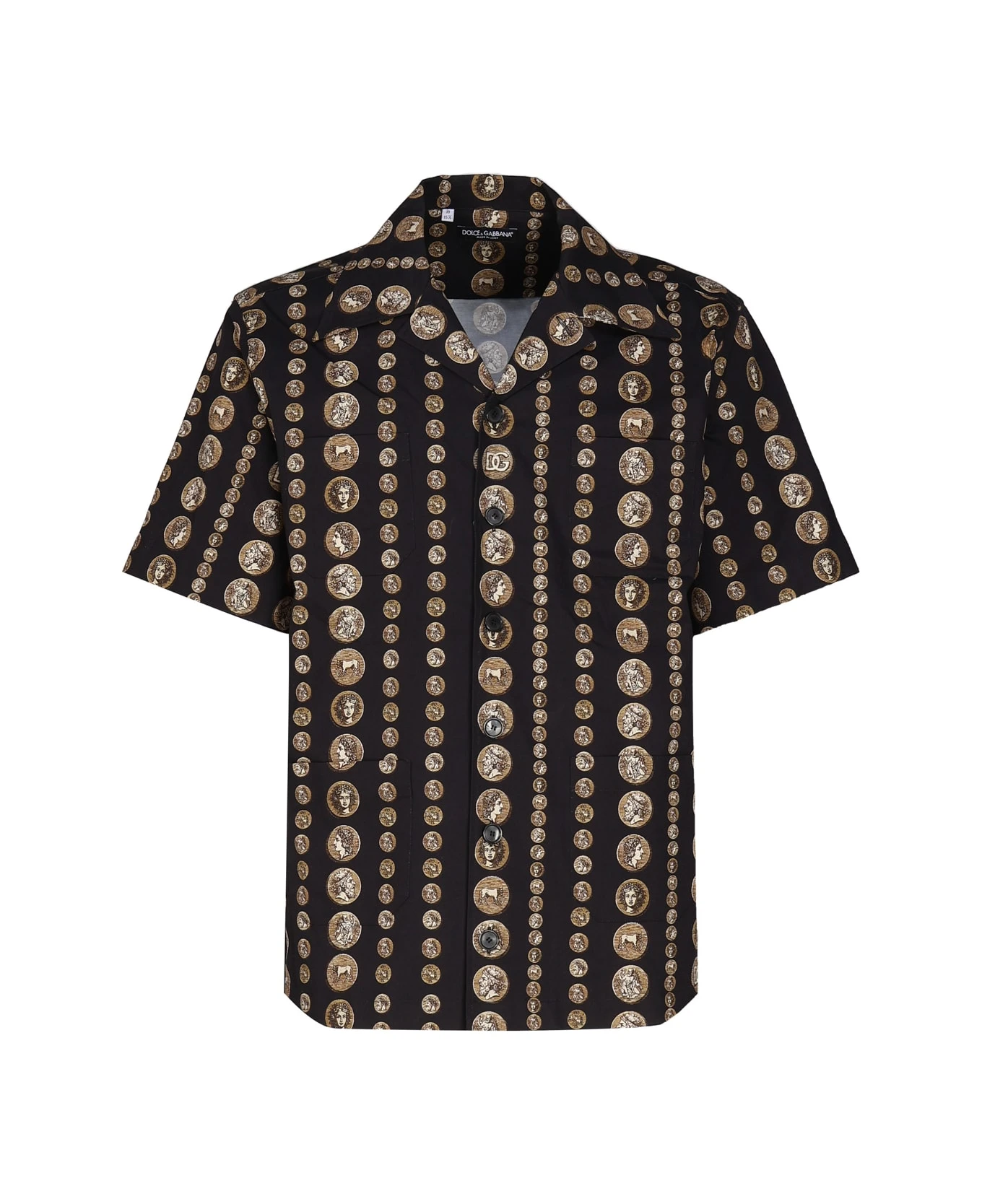Dolce & Gabbana Hawaii Drill Stretch Shirt With Coin Print 1 Dolce & Gabbana Hawaii Drill Stretch Shirt With Coin Print