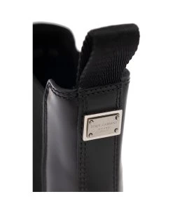 Dolce & Gabbana Black Chelsea Ankle Boots With Chunky Platform With Logo Plaque In Leather Blend Man -Stylish Men-Dolce & Gabbana 5126027e1001aba35f4492bde462c285