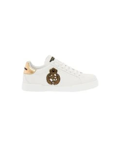 Dolce & Gabbana Man's Portofino White Leather Sneaker With Logo Detail