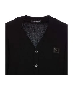 Dolce & Gabbana Plaque Logo Cardigan -Stylish Men-Dolce & Gabbana 65aa97e3c388eaa65e9623506bfcbb45