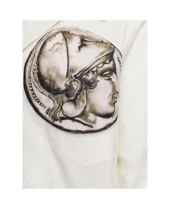 Dolce & Gabbana Beige Bowling Shirt With Coin Print In Cotton Poplin Man -Stylish Men-Dolce & Gabbana 662be1c9e92a31bfd2d1a6036ebb374a