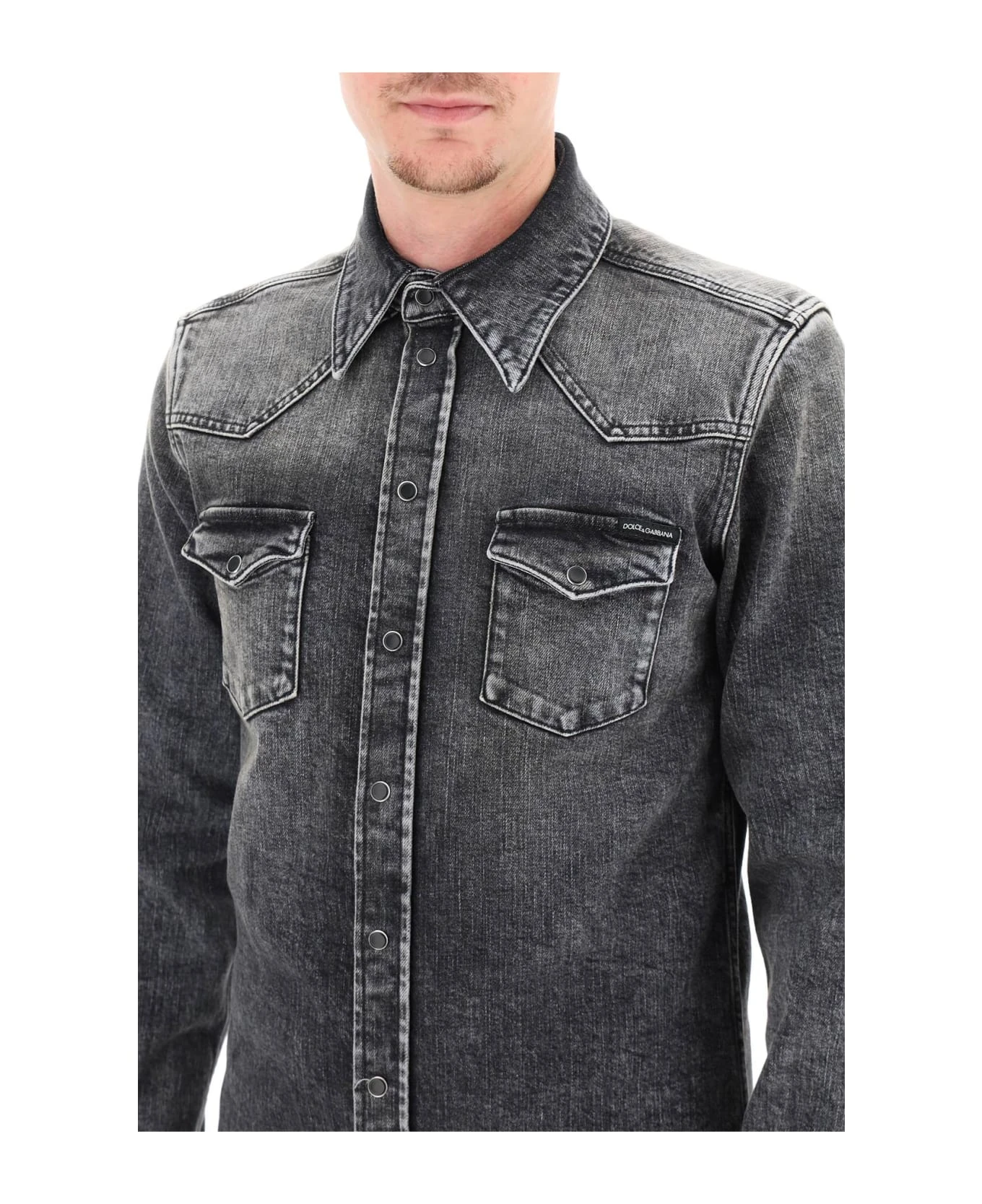 Dolce & Gabbana Western Shirt In Stretch Denim 4 Dolce & Gabbana Western Shirt In Stretch Denim - Image 4