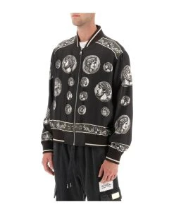 Dolce & Gabbana Silk Bomber Jacket With Monete Pattern -Stylish Men-Dolce & Gabbana 6a3e6245bd7ff31612f182678ef280eb