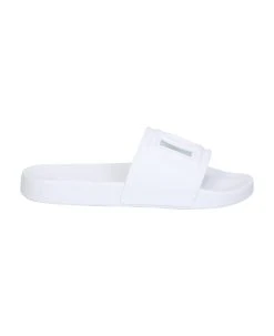 Dolce & Gabbana White Embossed Logo Rubber Sandals