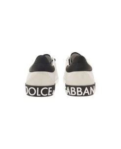 Dolce & Gabbana 'portofino' White Low Top Sneakers With Logo Lettering Detail In Smooth Leather Man -Stylish Men-Dolce & Gabbana 76e62658dd69c83abaf70a3add9a22aa