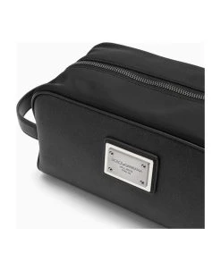 Dolce & Gabbana Black Nylon Beauty Case With Silver Logo Plaque -Stylish Men-Dolce & Gabbana 784d69da52536a747671730f571aabf6