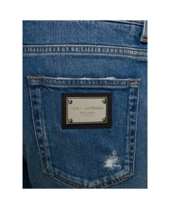 Dolce & Gabbana Light Blue Five-pockets Slim Jeans With Logo Plaque In Stretch Cotton Denim Man 5 Dolce & Gabbana Light Blue Five-pockets Slim Jeans With Logo Plaque In Stretch Cotton Denim Man -Stylish Men-Dolce & Gabbana 801802fad30d7a0def2f4804b720917b