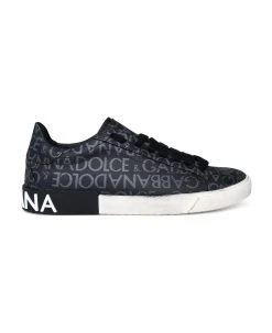 Dolce & Gabbana Black Leather Portofino Sneakers