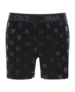 Dolce & Gabbana Long Underwear Trunks With All Over Logo