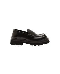Dolce & Gabbana Black Squared-toe Loafers With Chunky Platform In Leather Man
