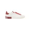 Dolce & Gabbana 'portofino' White And Red Low Top Sneakers With Logo Patch In Leather Man