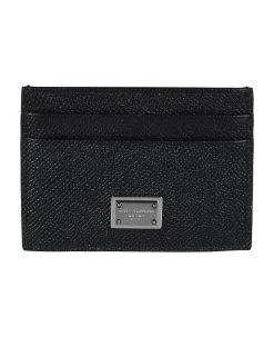Dolce & Gabbana Logo Plaque Grained Leather Card Holder