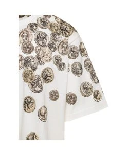 Dolce & Gabbana White Oversized T-shirt With All-over 'monete' Print In Cotton Man -Stylish Men-Dolce & Gabbana 91b5153d1a9ebab9985ec4105746a686