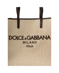 Dolce & Gabbana Beige Structured Shopper With Embroidered Logo In Cotton Blend Woman -Stylish Men-Dolce & Gabbana 9acbb41d95545975ececf819133b80e0