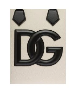 Dolce & Gabbana Man's Black And White Cotton Shopper Bag With Embossed Logo -Stylish Men-Dolce & Gabbana 9c7fa140d226dd3b49fd674474ed239f