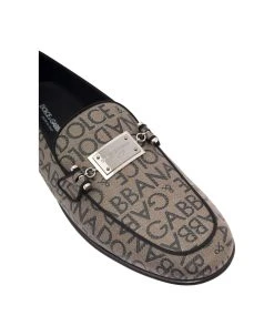 Dolce & Gabbana 'ariosto' Beige Loafers With Logo Plaque In Coated Canvas Man -Stylish Men-Dolce & Gabbana 9ff9ea04a343e1368c7b2dbccbf1893f
