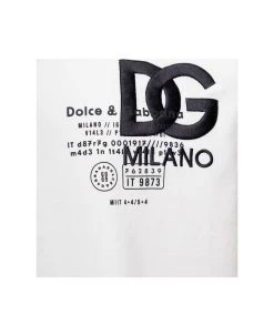 Dolce & Gabbana White Crewneck T-shirt With Contrasting Logo Print In Cotton Man -Stylish Men-Dolce & Gabbana a20237725c6fd0385df91eee92f36fe1