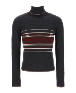 Dolce & Gabbana Striped Wool Turtleneck Sweater