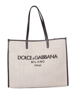 Dolce & Gabbana Canvas Shopping Beige Bag