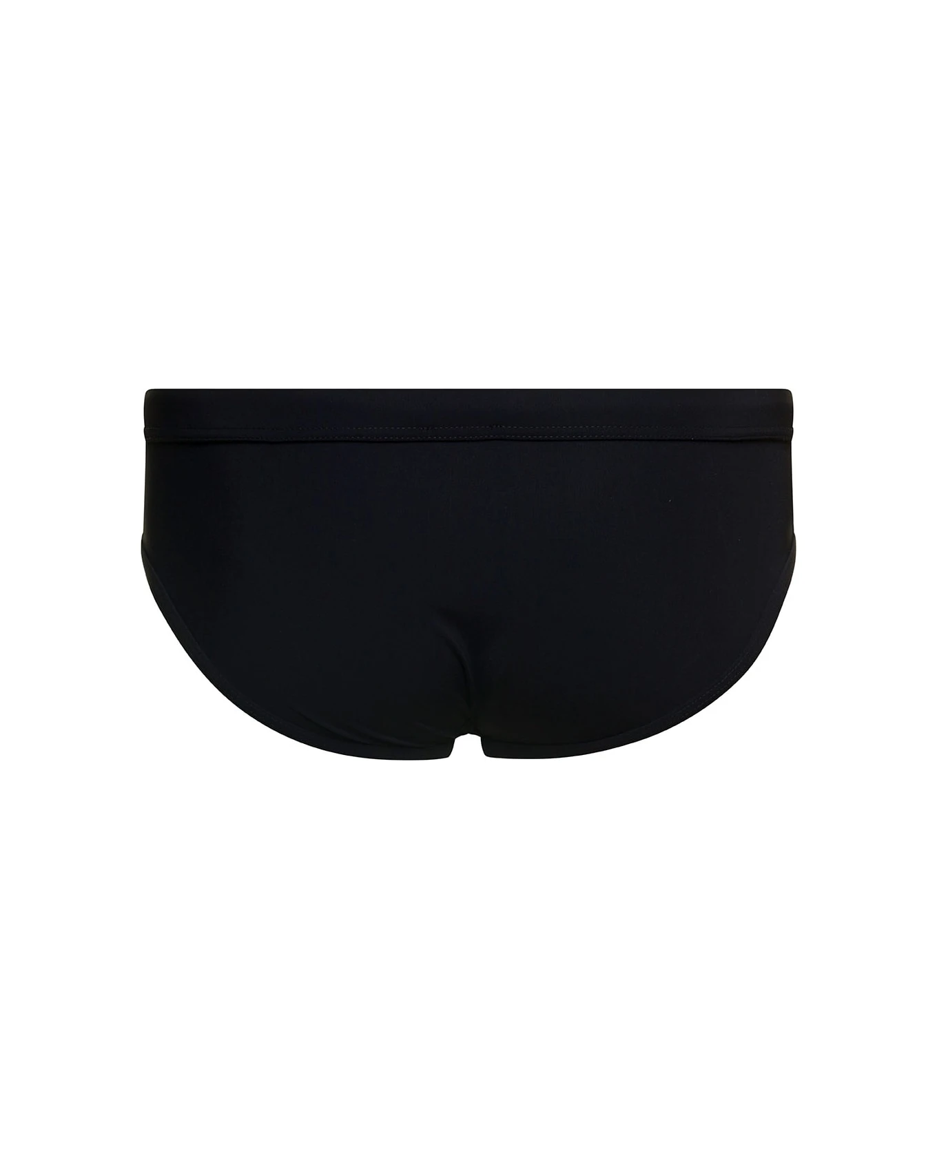 Dolce & Gabbana Black Swim Briefs With Branded Drawstring And Logo Tag In Stretch Polyamide Man 2 Dolce & Gabbana Black Swim Briefs With Branded Drawstring And Logo Tag In Stretch Polyamide Man - Image 2