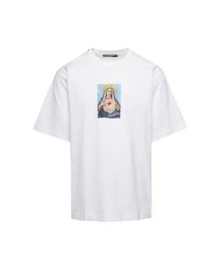 Dolce & Gabbana White Crewneck T-shirt With Print And Fusible Rhinestone In Cotton Man