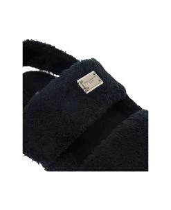 Dolce & Gabbana Black Sandals With Logo Plaque And Hook-and-loop Fastening In Terrycloth Man -Stylish Men-Dolce & Gabbana b4c17ae571cce5c025526d7e12e860f4