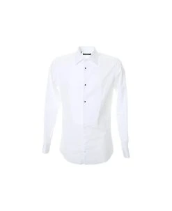 Dolce & Gabbana White Cotton Tuxedo Shirt