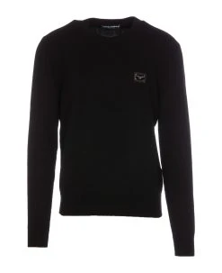 Dolce & Gabbana Logo Plaque Wool Sweater