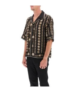 Dolce & Gabbana Coin Print Silk Short Sleeve Shirt -Stylish Men-Dolce & Gabbana b7c835bc7c8d83c39eb2ed39dc6cd2e2