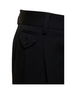 Dolce & Gabbana Black Slim Pants With Elastic Waistband In Wool Woman -Stylish Men-Dolce & Gabbana baff72668e9f836d1d194aac8bba9ed9